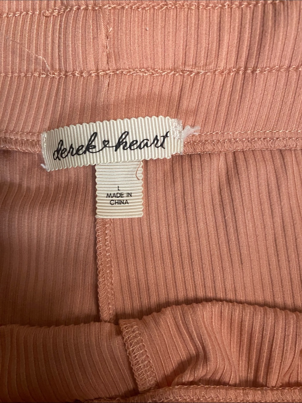 Derek Heart Peach Wide-Leg Ribbed Drawstring Pants - Picture 2 of 2